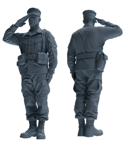 MRY-SFW SSTR196 Miniatures Soldier Model Kit Officer Salute Wave Pose Modern Model 3 pcs
