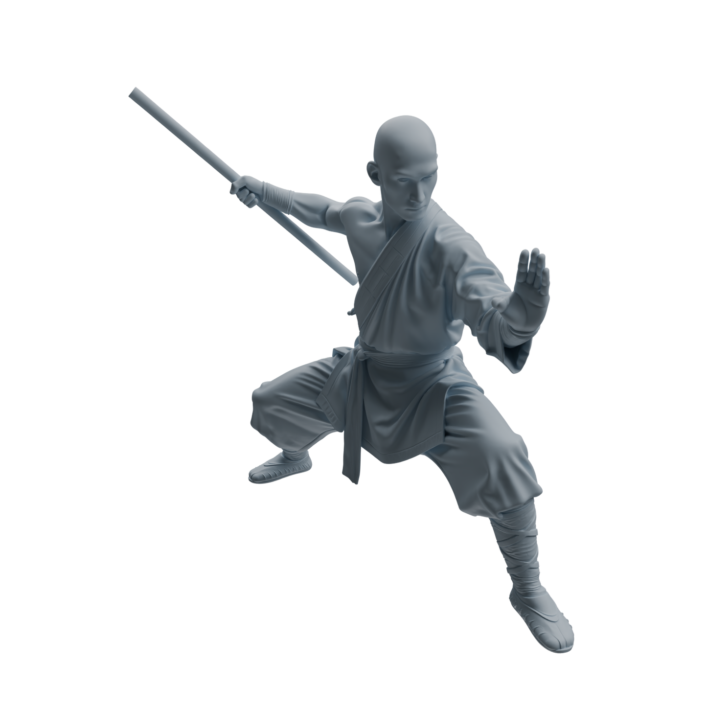 MRY-SFW LYTR1075 Staff-wielding Martial Monk Character Modern Model 4 pcs