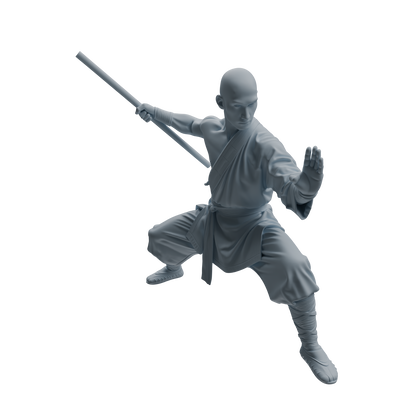 MRY-SFW LYTR1075 Staff-wielding Martial Monk Character Modern Model 4 pcs