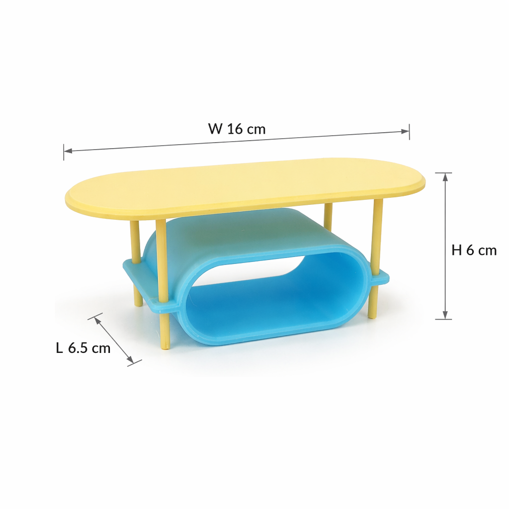 RHF541 Macaron blue and yellow color-blocked curved furniture set Macaron-colored dollhouse furniture, playful blue and yellow contrast dollhouse set, creamy-style mini furniture, dollhouse miniature scene furniture