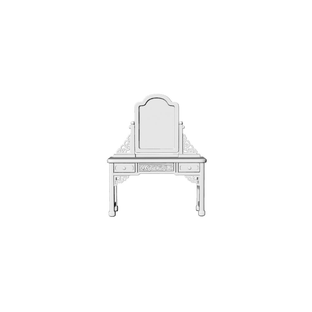 MRY-SFW LYTS535 3D Printed Chinese Classical Furniture Set, Unpainted White Resin, Miniature Dollhouse Diorama Accessories