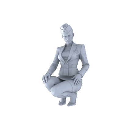 MRY-SFW LYTR555 Modern Flight Attendants Pose Group of 6 Miniature Car Diorama Figures Scene Props Accessories Resin