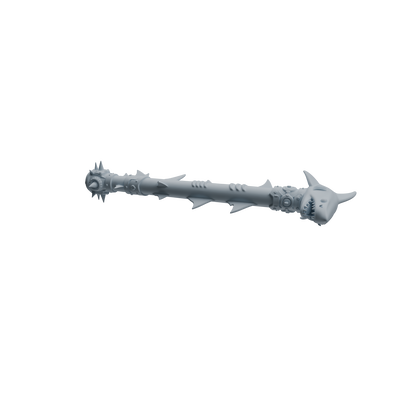 MRY-SFW LYGS434 Shark Tooth Battle Axe and Fish Shaped Scythe Blade Weapon Modern Model 4 pcs
