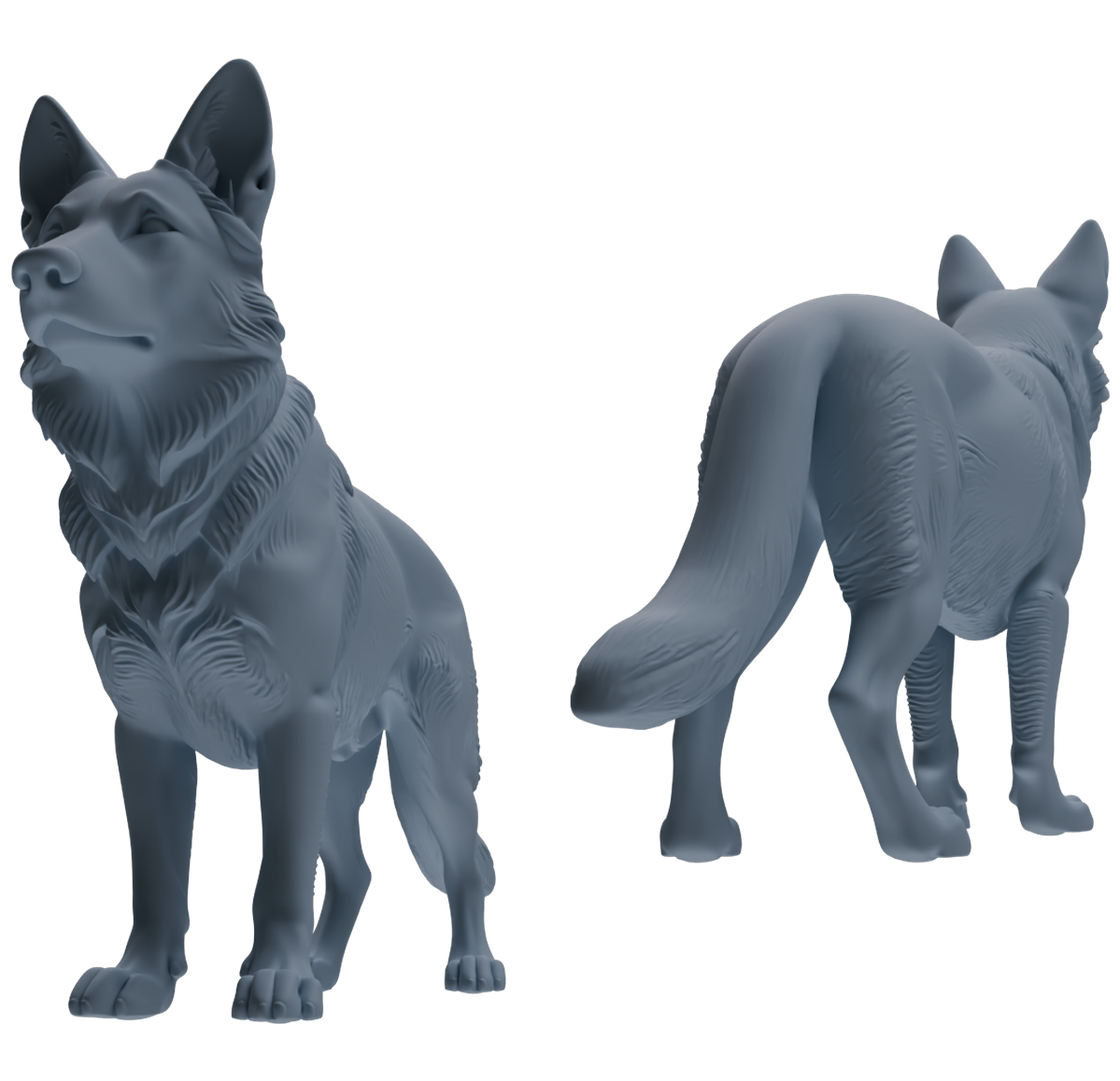 MRY-SFW LYTR839 German Shepherd Pose Model 4 pcs Miniature Car Diorama Figures Scene Props Accessories Resin