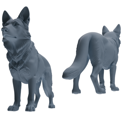 MRY-SFW LYTR839 German Shepherd Pose Model 4 pcs Miniature Car Diorama Figures Scene Props Accessories Resin