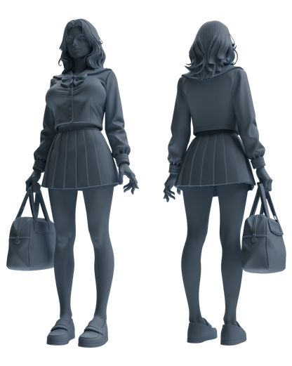 MRY-SFW LYTR848 JK Uniform School Girl Figure Modern Model 4 pcs Miniature Car Diorama Figures Scene Props Accessories Resin
