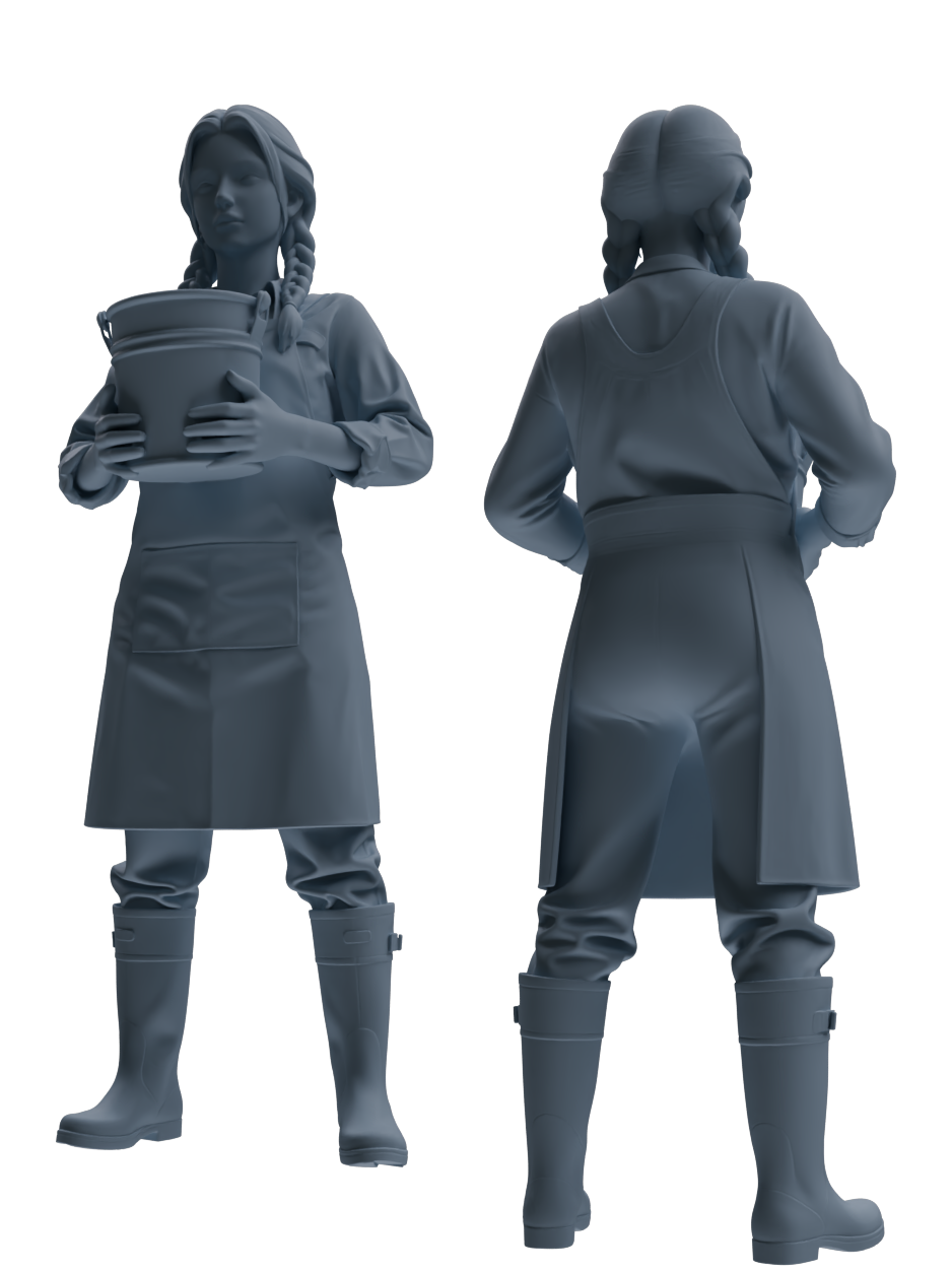 MRY-SFW LYTR901 Farm Woman with Bucket Modern Model 4 pcs