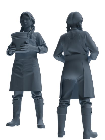 MRY-SFW LYTR901 Farm Woman with Bucket Modern Model 4 pcs