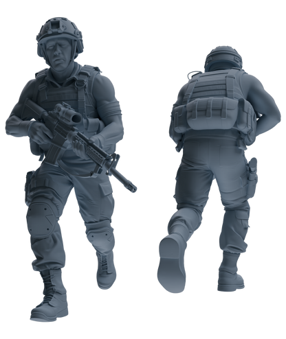 MRY-SFW SSTR181 Miniatures Soldier Model Kit Combat Soldier Pose Modern Model 6 pcs