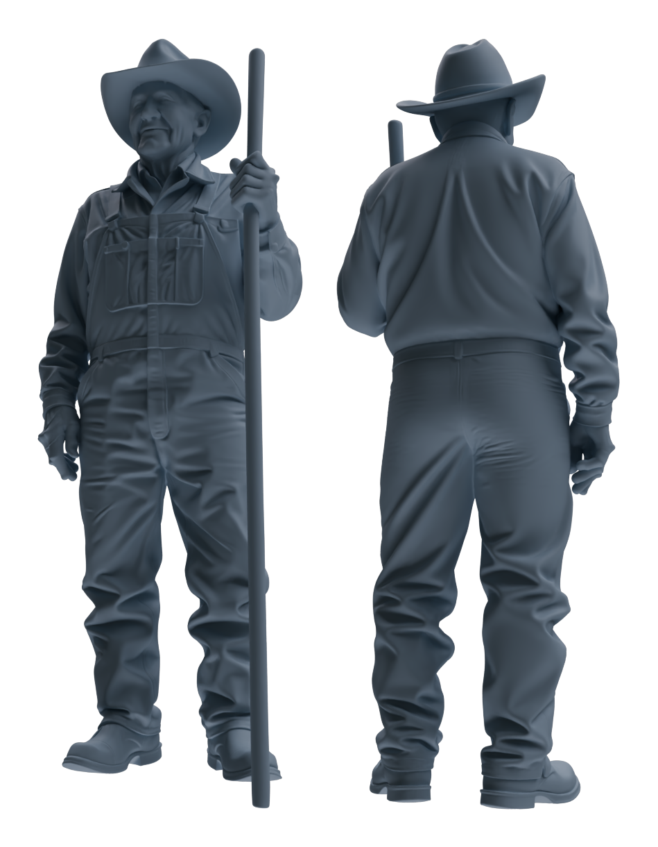 MRY-SFW LYTR925 Elderly Farm Worker Multi-pose Modern Model 3 pcs