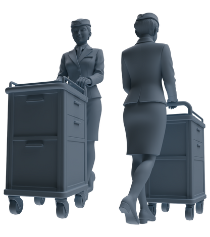 MRY-SFW LYTR862 Flight Attendant Service Pose Woman Figure Modern Model 4 pcs Miniature Car Diorama Figures Scene Props Accessories Resin
