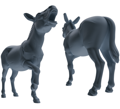MRY-SFW LYTR842 Farm Donkey Pose Model 4 pcs Miniature Car Diorama Figures Scene Props Accessories Resin