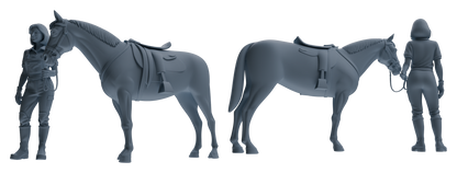 MRY-SFW LYTR905 Horse Trainer with Horse Modern Model 4 pcs