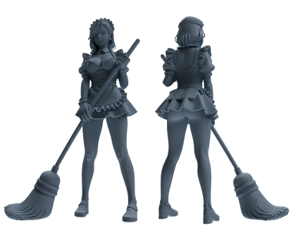 MRY-SFW LYTR851 Maid Outfit Figure Modern Model 4 pcs Miniature Car Diorama Figures Scene Props Accessories Resin
