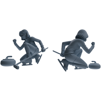 MRY-SFW LYTR793 Curling Figure Modern Model 4 pcs Miniature Car Diorama Figures Scene Props Accessories Resin