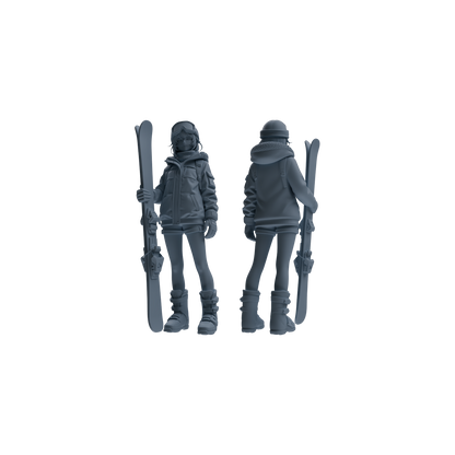 MRY-SFW LYTR789 Ski Sports Figure Modern Model 4 pcs Miniature Car Diorama Figures Scene Props Accessories Resin