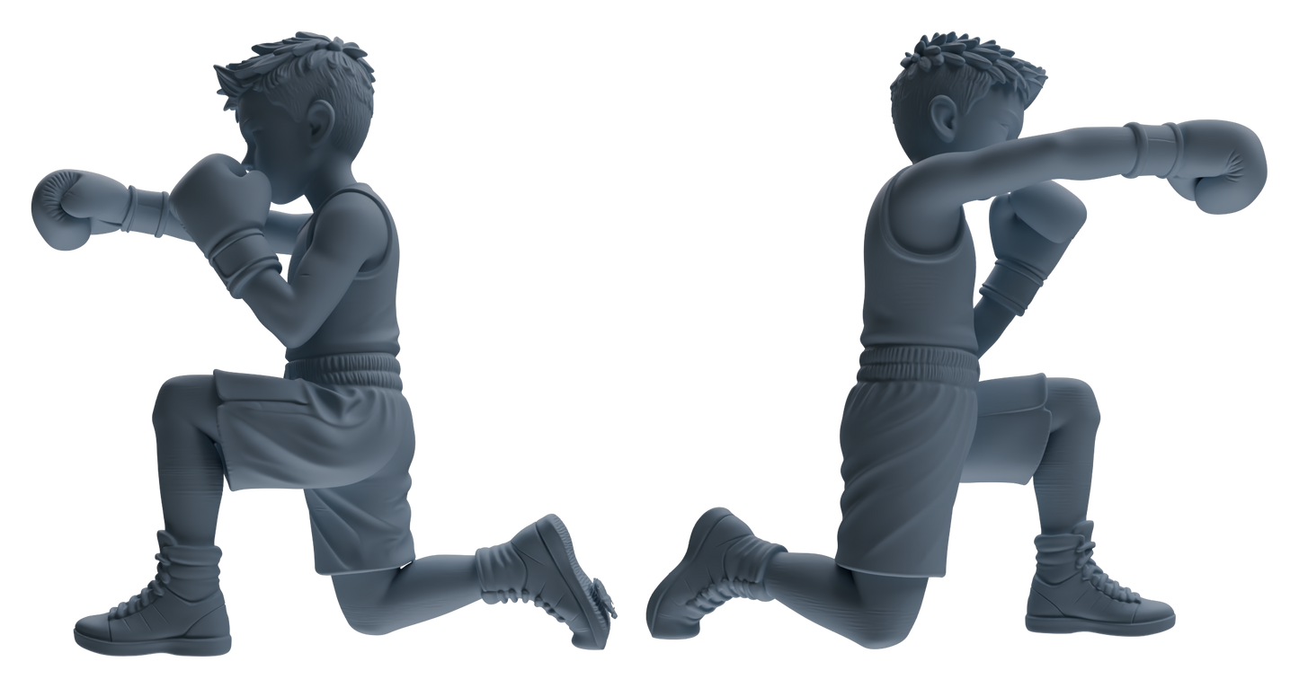 MRY-SFW LYTR831 Child Boxer Figure Modern Model 6 pcs Miniature Car Diorama Figures Scene Props Accessories Resin