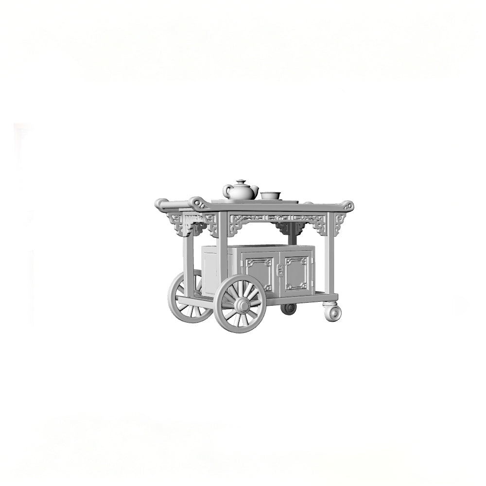 MRY-SFW LYTS526 3D Printed Chinese Tea Room Furniture Set, Unpainted White Resin, Miniature Dollhouse Diorama Accessories