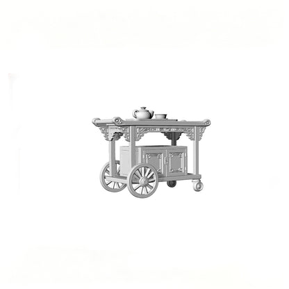 MRY-SFW LYTS526 3D Printed Chinese Tea Room Furniture Set, Unpainted White Resin, Miniature Dollhouse Diorama Accessories