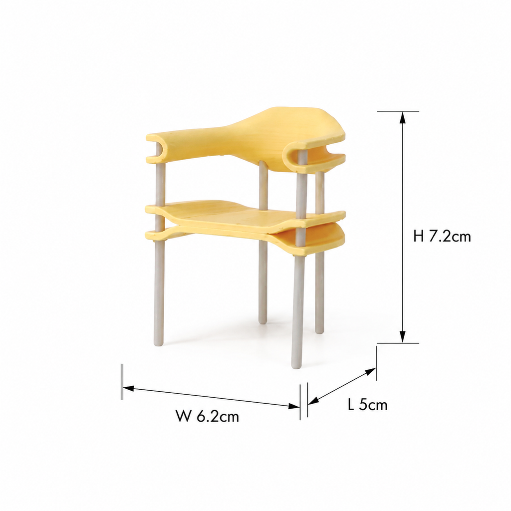 RHF0533E Shimmering waves yellow chair Desktop decorations dollhouse furniture mini study room scene furniture pastel-colored furniture wavy furniture miniature original design furniture