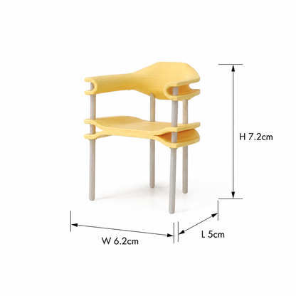 RHF0533E Shimmering waves yellow chair Desktop decorations dollhouse furniture mini study room scene furniture pastel-colored furniture wavy furniture miniature original design furniture
