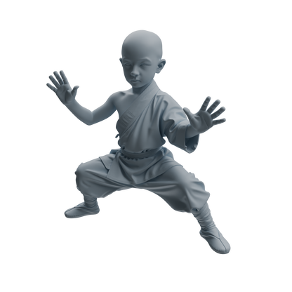 MRY-SFW LYTR1079 Kung Fu Pose Little Monk Character Modern Model 3 pcs