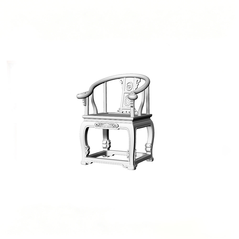 MRY-SFW LYTS526 3D Printed Chinese Tea Room Furniture Set, Unpainted White Resin, Miniature Dollhouse Diorama Accessories