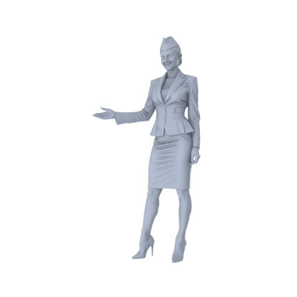 MRY-SFW LYTR555 Modern Flight Attendants Pose Group of 6 Miniature Car Diorama Figures Scene Props Accessories Resin