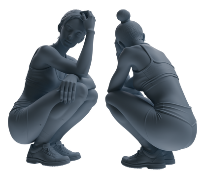 MRY-SFW LYTR832 Resting Female Athlete Figure Modern Model 6 pcs Miniature Car Diorama Figures Scene Props Accessories Resin