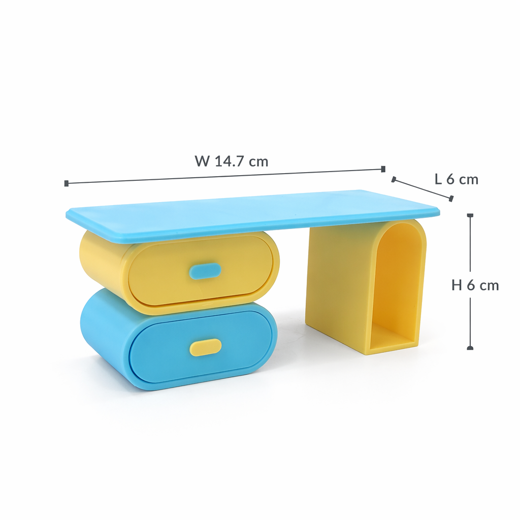 RHF541 Macaron blue and yellow color-blocked curved furniture set Macaron-colored dollhouse furniture, playful blue and yellow contrast dollhouse set, creamy-style mini furniture, dollhouse miniature scene furniture