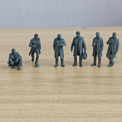 MRY-SFW LYTR608 Modern Urban Trench Coat Style Youth Male Multi-Pose Six-Person Set Miniature Car Diorama Figures Scene Props Accessories Resin