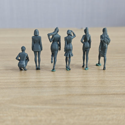 MRY-SFW LYTR711 Modern Figure Professional Businesswoman Style 6 pcs Miniature Car Diorama Figures Scene Props Accessories Resin