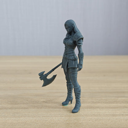 MRY-SFW LYTR1371 Battle Axe Fantasy Female Warrior 3D Printe – LCD 3D printed resin model kit, image 2