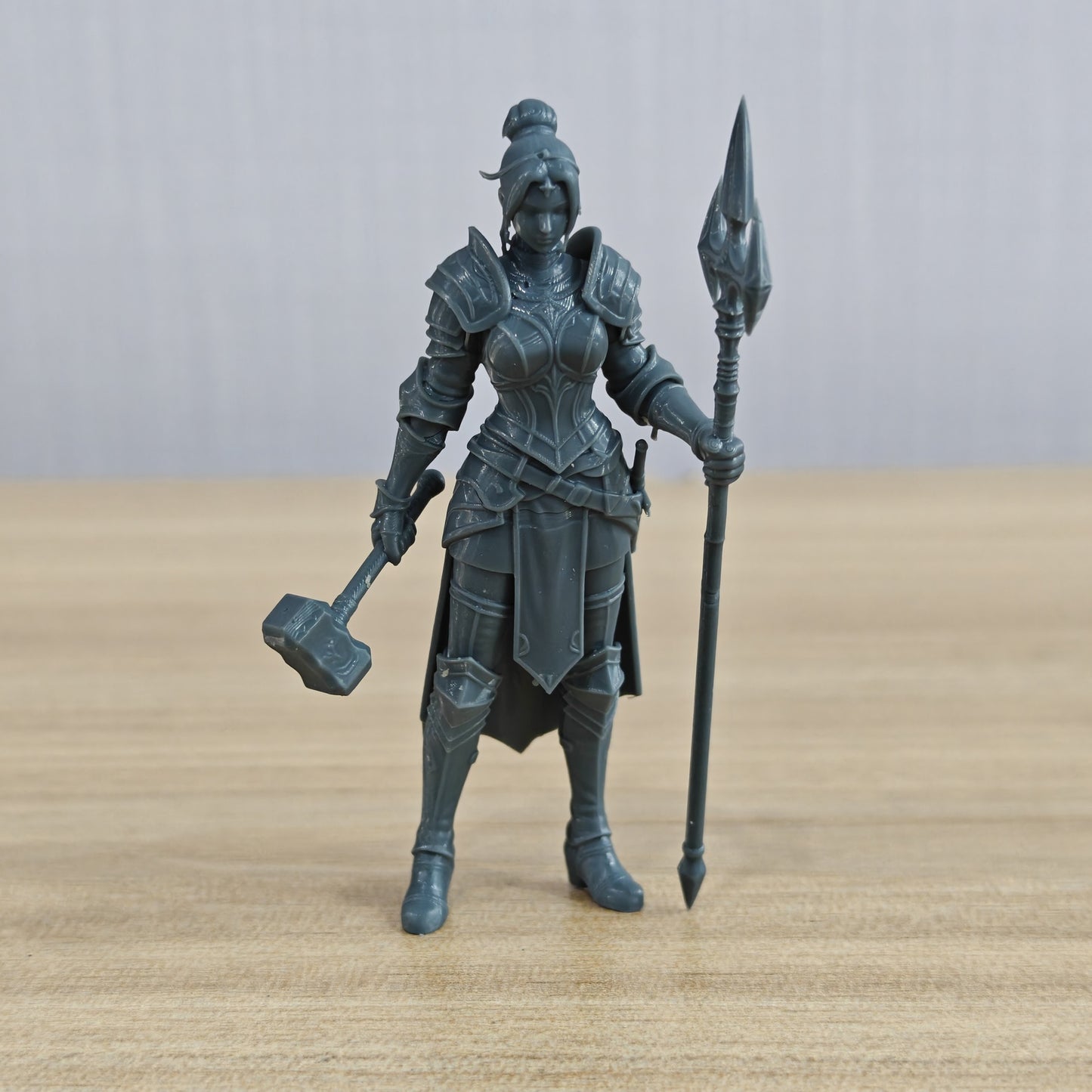 MRY-SFW LYTR1342 Tribe Hammer And Spear Fantasy Female Warrior 3D Printed Figure Model