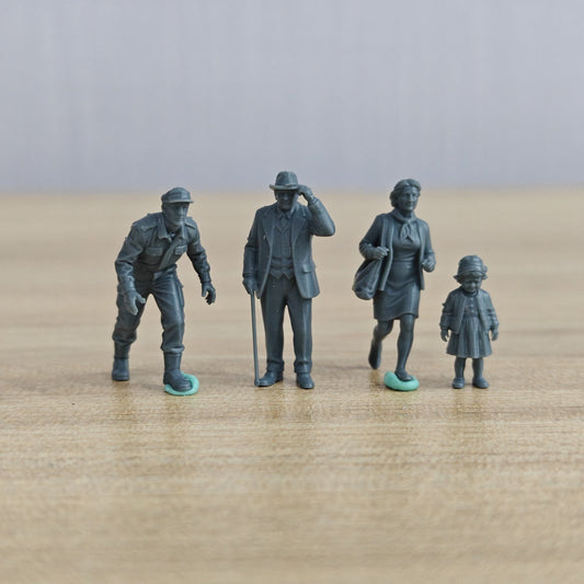 MRY-SFW LYTR1104 WWII Civilian Figures Blitz Poland Air Raid – LCD 3D printed resin model kit, image 1