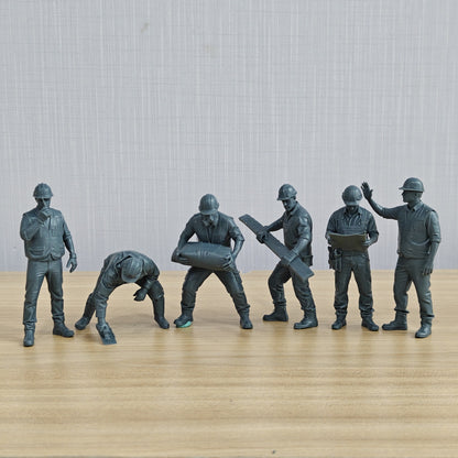 Modern Construction Site Workers Work Group of 6 Miniature Car Diorama Figures Scene Props Accessories Resin MRY-SFW LYTR513