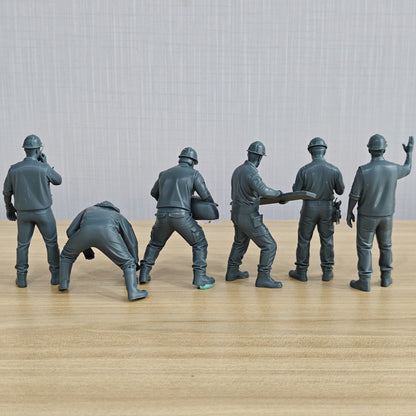 Modern Construction Site Workers Work Group of 6 Miniature Car Diorama Figures Scene Props Accessories Resin MRY-SFW LYTR513