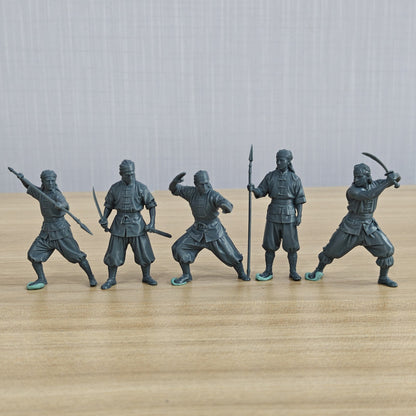 5-Piece Boxed Set of Yihetuan Miniatures, Resin White Membrane, Miniature Wargame Models, Long Spear and Knife-Wielding Yihetuan Fighters, Miniature Landscape MRY-SFW LYGR003