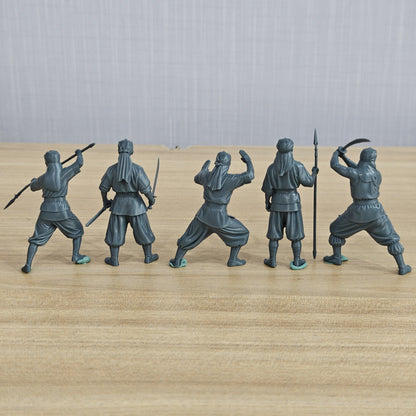 5-Piece Boxed Set of Yihetuan Miniatures, Resin White Membrane, Miniature Wargame Models, Long Spear and Knife-Wielding Yihetuan Fighters, Miniature Landscape MRY-SFW LYGR003