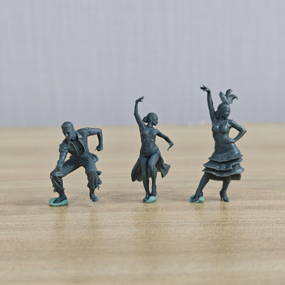 Modern Stage Latin Dancers Pose Group of 3 Miniature Car Diorama Figures Scene Props Accessories Resin MRY-SFW LYTR557
