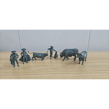 Matador & Bull Hexad Resin Miniature Model 6-Piece Set, Unpainted Spanish Bullfighting Figures, DIY Painting Scene Decoration Miniatures Diorama Resin Figures MRY-SFW LYTR284