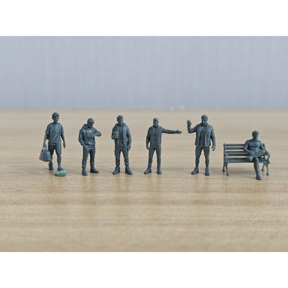 Modern Urban Casual Style Youth Male Multi-Pose Six-Person Set Miniature Car Diorama Figures Scene Props Accessories Resin MRY-SFW LYTR607