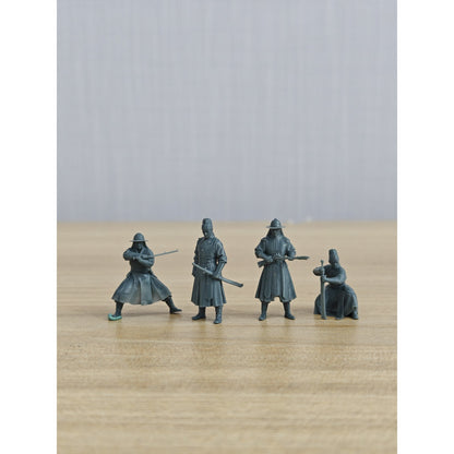 Royal Guards 4-Pack Resin Blank Model - Blade & Firearm Armed Imperial Bodyguard Miniatures for Wargaming Diorama Scene Building 1set MRY-SFW LYGR001