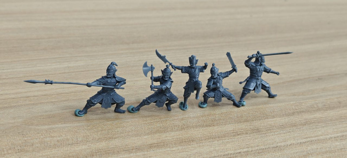 Sanxingdui Warrior 5pcs Set Resin White Model War Qi Miniature Model Guard with Knife Guard with Long Spear Guard with Axe MRY-SFW LYGR2
