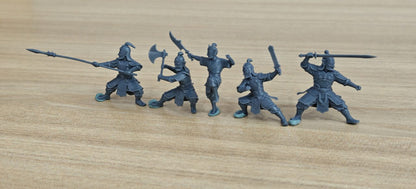 Sanxingdui Warrior 5pcs Set Resin White Model War Qi Miniature Model Guard with Knife Guard with Long Spear Guard with Axe MRY-SFW LYGR2