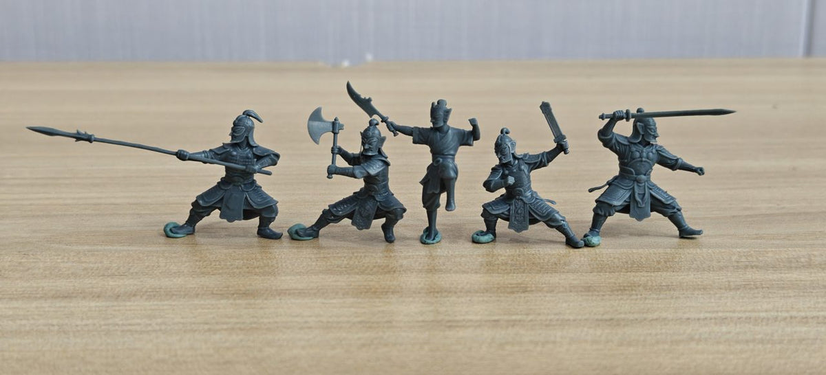 Sanxingdui Warrior 5pcs Set Resin White Model War Qi Miniature Model Guard with Knife Guard with Long Spear Guard with Axe MRY-SFW LYGR2