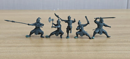 Sanxingdui Warrior 5pcs Set Resin White Model War Qi Miniature Model Guard with Knife Guard with Long Spear Guard with Axe MRY-SFW LYGR2