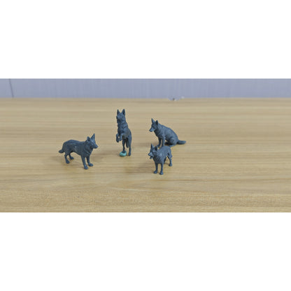 German Shepherd Pose Model 4 pcs Miniature Car Diorama Figures Scene Props Accessories Resin MRY-SFW LYTR839