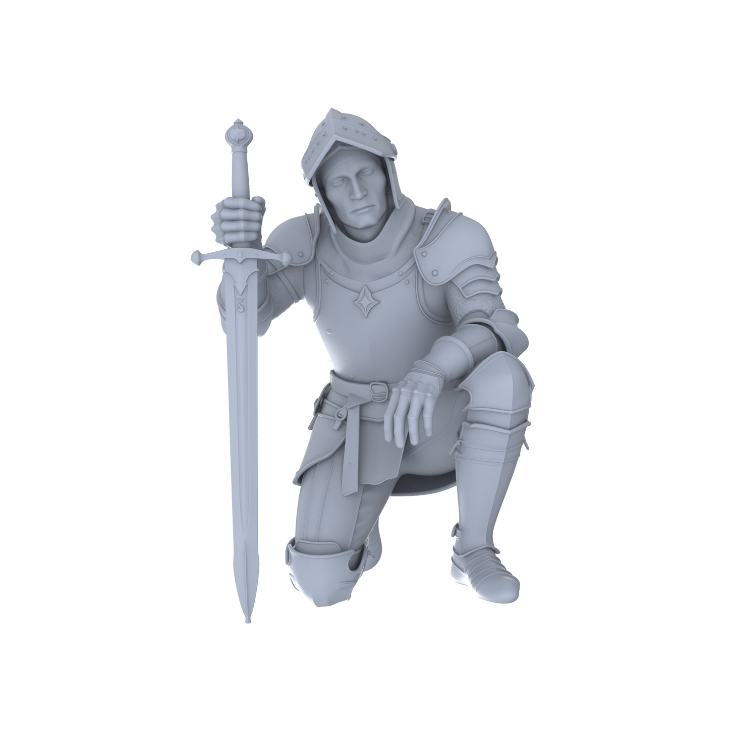 MRY-SFW LYGR046 Medieval knight, kneeling pose, historical theme, magic theme, wargame, resin white model, fantasy theme, wargaming miniature, scene character, figure, hand-painted S Scale