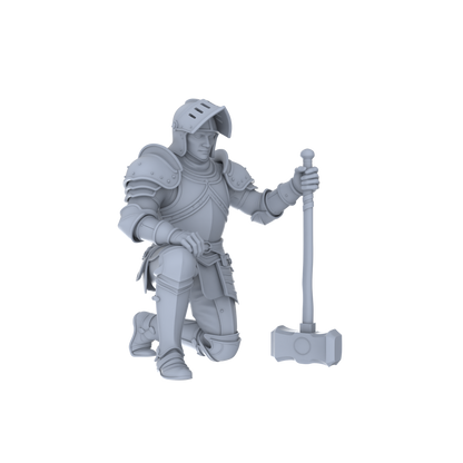 MRY-SFW LYGR046 Medieval knight, kneeling pose, historical theme, magic theme, wargame, resin white model, fantasy theme, wargaming miniature, scene character, figure, hand-painted S Scale